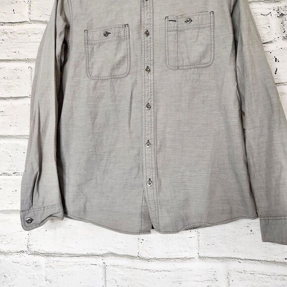Patagonia Light Gray Long Sleeve Button Up Shirt Organic Cotton Mens Medium - Picture 4 of 9